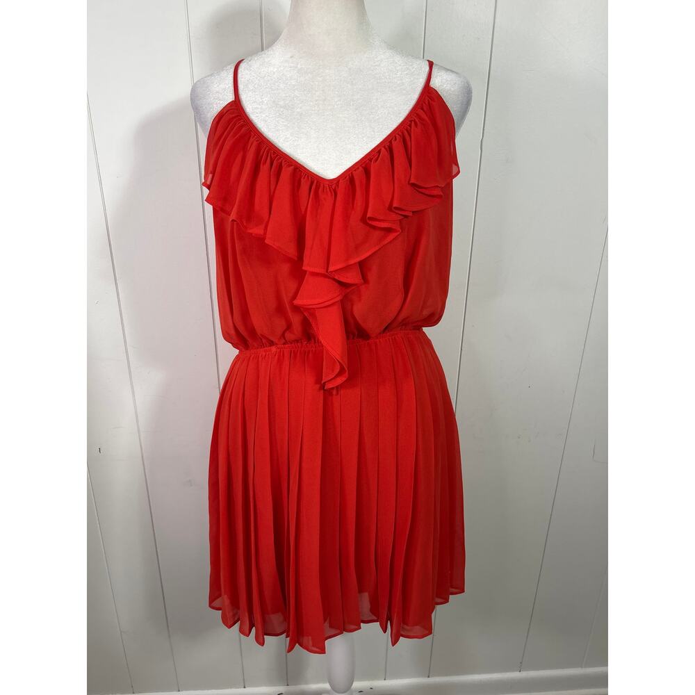 BCBGeneration deep orange, ruffle, V-neck chiffon… - image 3